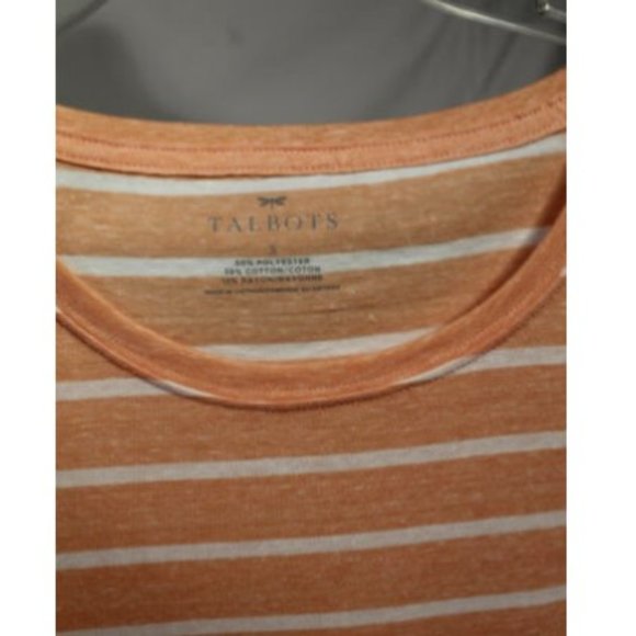 Talbots Orange Striped Scoop Cotton Tee sz S - Picture 3 of 3